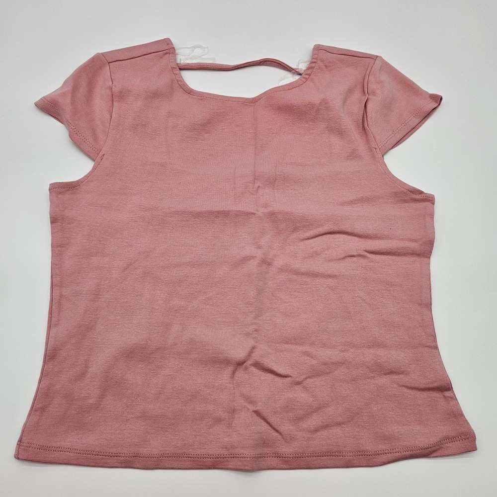 No Boundaries Girls Dusty Rose Short Sleeve Low‎ Back Tee Size L 12 14